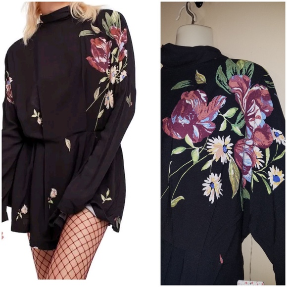 Free People black Mini Dress Tunic Top - Picture 4 of 7